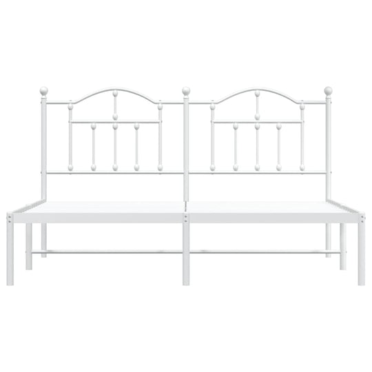 Metal Bed Frame without Mattress with Headboard White 183x203 cm King