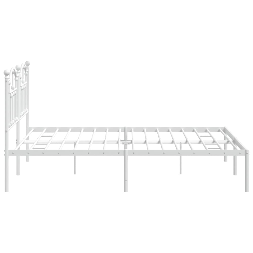 Metal Bed Frame without Mattress with Headboard White 183x203 cm King