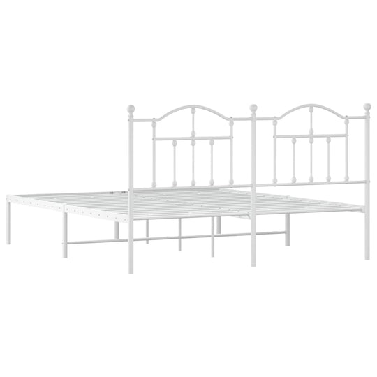 Metal Bed Frame without Mattress with Headboard White 183x203 cm King