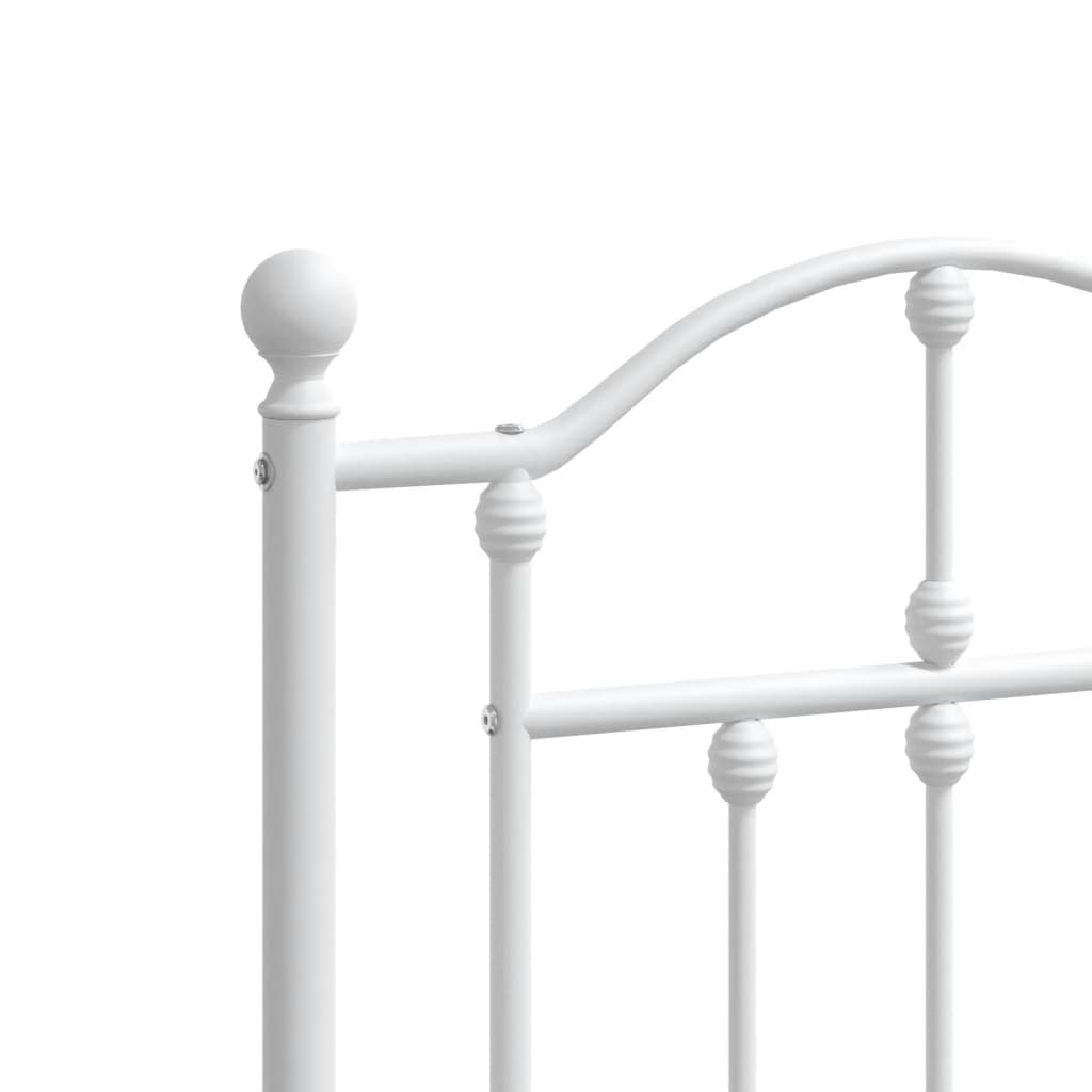 Metal Bed Frame without Mattress with Headboard White 183x203 cm King