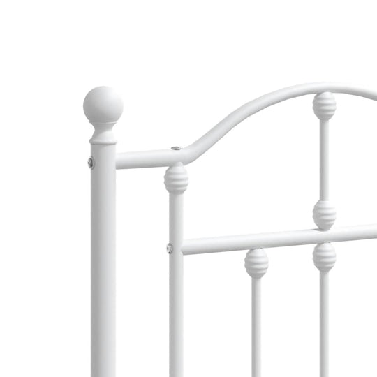 Metal Bed Frame without Mattress with Headboard White 183x203 cm King