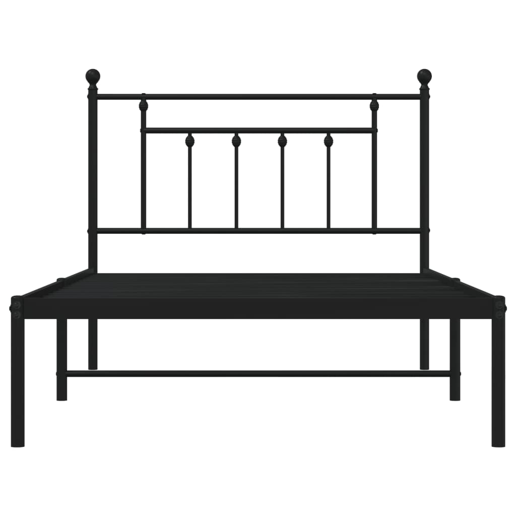 Metal Bed Frame without Mattress with Headboard Black 107x203 cm King Single