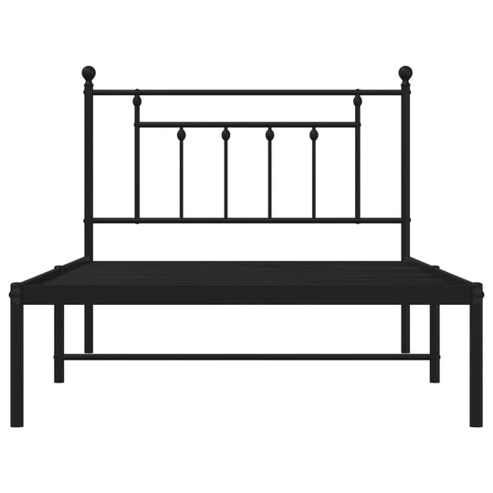 Metal Bed Frame without Mattress with Headboard Black 107x203 cm King Single