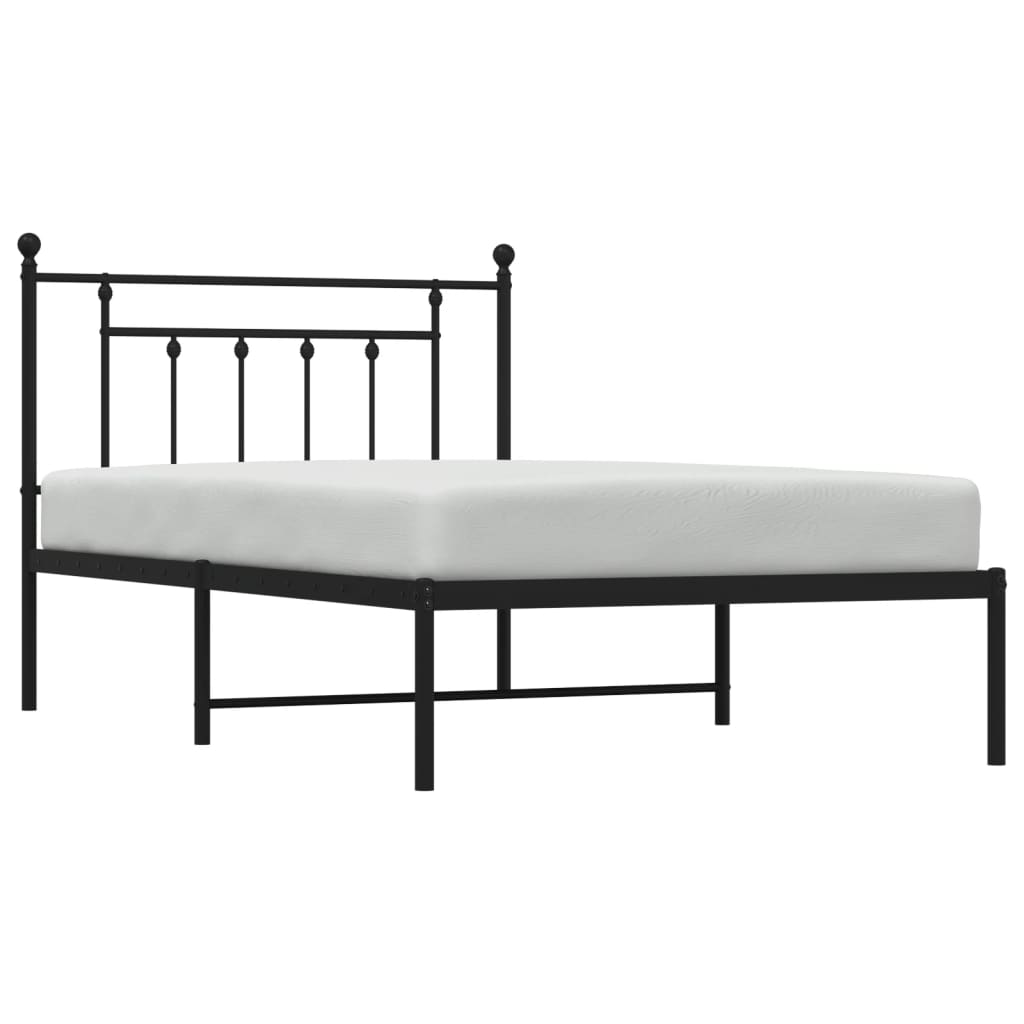 Metal Bed Frame without Mattress with Headboard Black 107x203 cm King Single