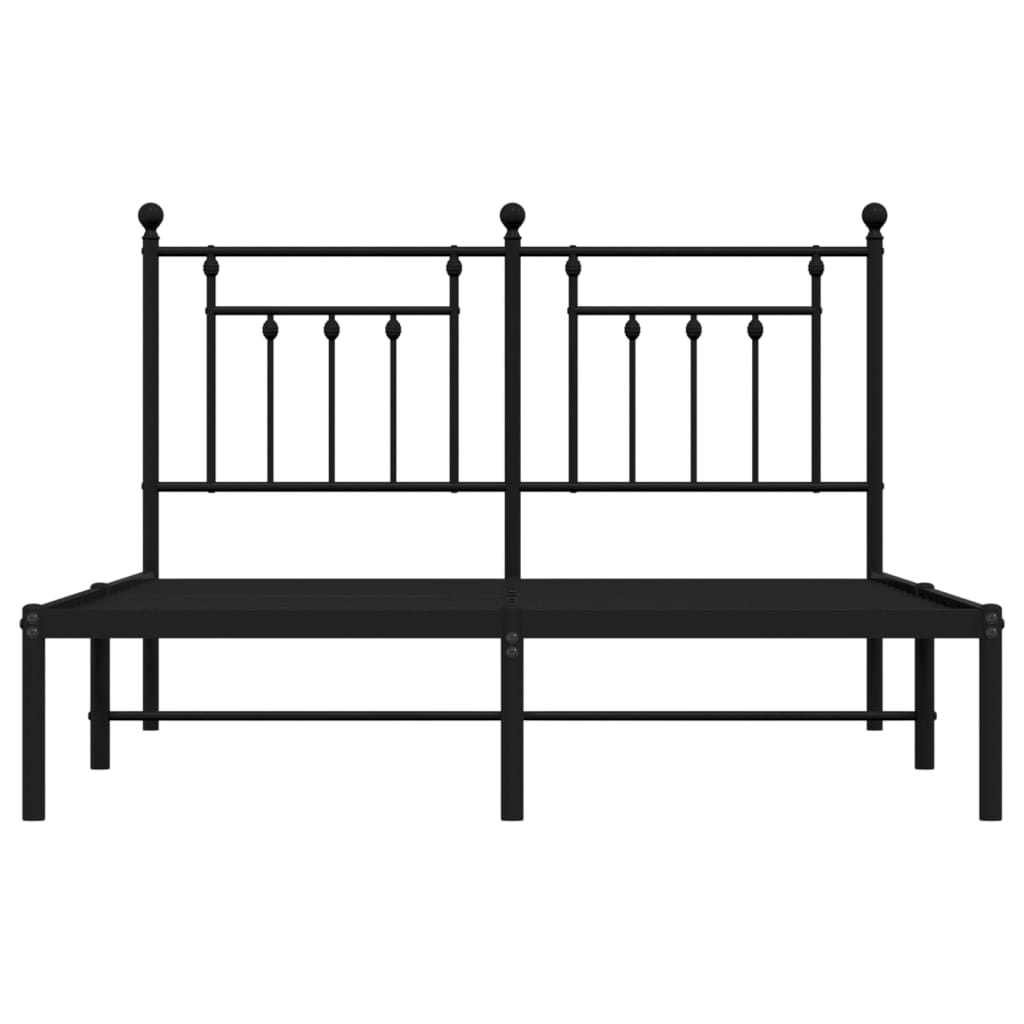 Metal Bed Frame without Mattress with Headboard Black 150x200 cm