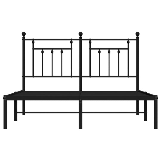 Metal Bed Frame without Mattress with Headboard Black 150x200 cm