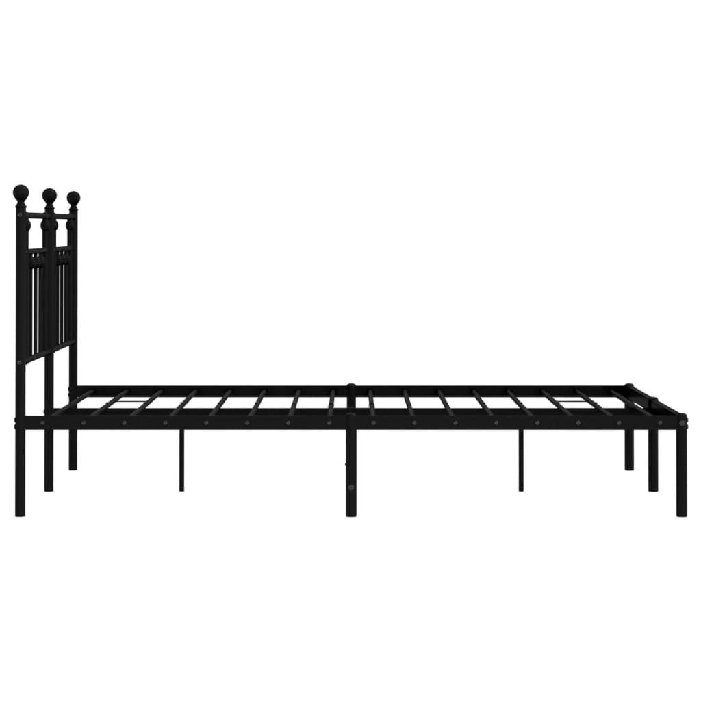 Metal Bed Frame without Mattress with Headboard Black 150x200 cm