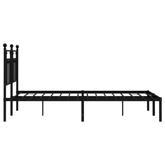 Metal Bed Frame without Mattress with Headboard Black 150x200 cm