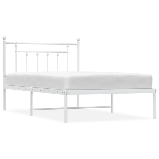 Metal Bed Frame without Mattress with Headboard White 107x203 cm King Single