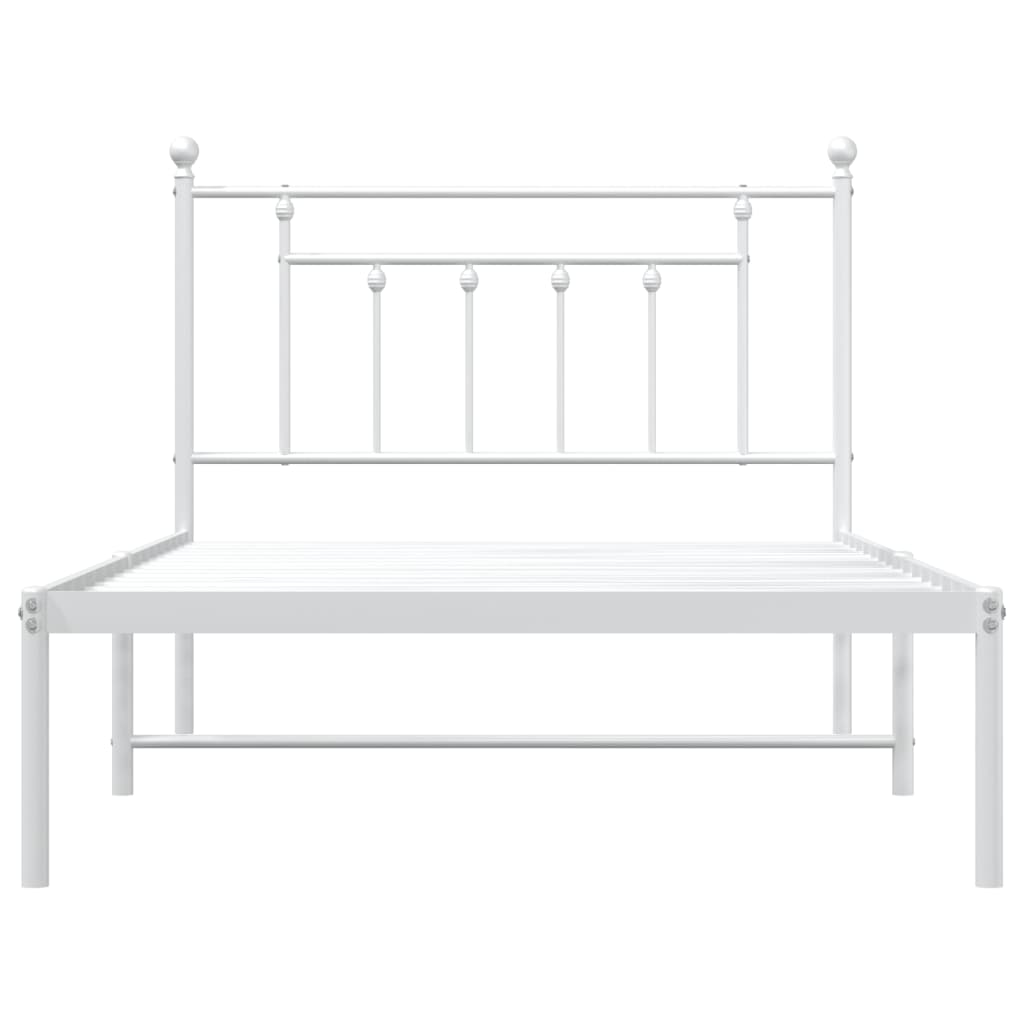 Metal Bed Frame without Mattress with Headboard White 107x203 cm King Single