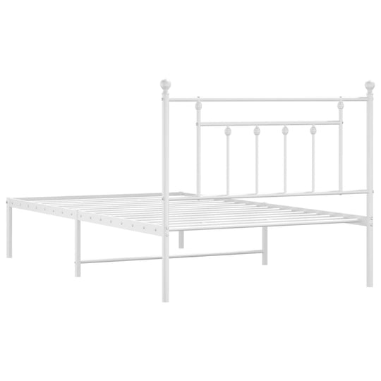 Metal Bed Frame without Mattress with Headboard White 107x203 cm King Single