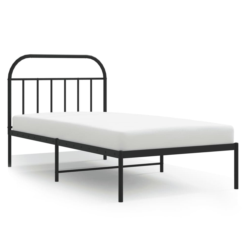 Metal Bed Frame without Mattress with Headboard Black 107x203 cm King Single