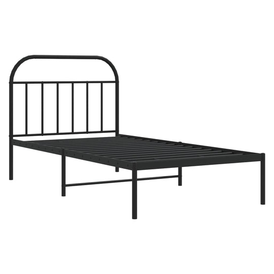 Metal Bed Frame without Mattress with Headboard Black 107x203 cm King Single