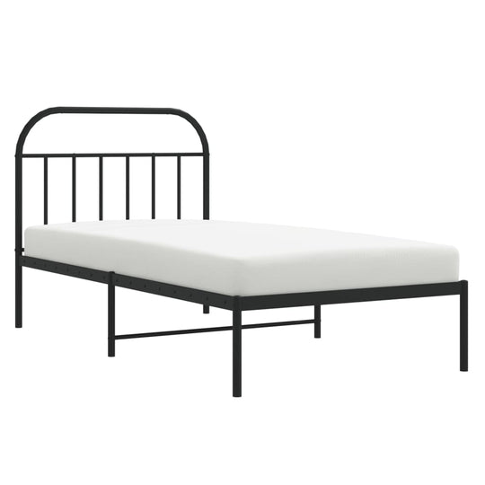 Metal Bed Frame without Mattress with Headboard Black 107x203 cm King Single