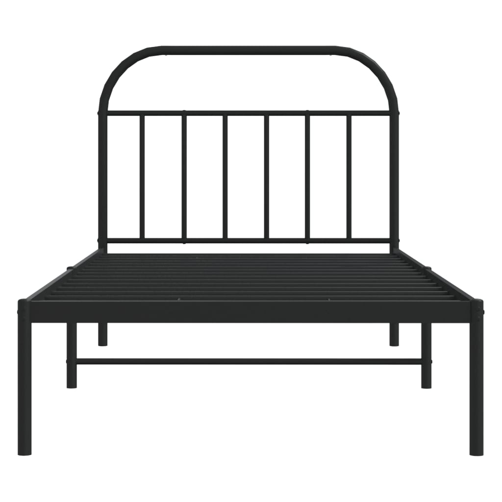 Metal Bed Frame without Mattress with Headboard Black 107x203 cm King Single