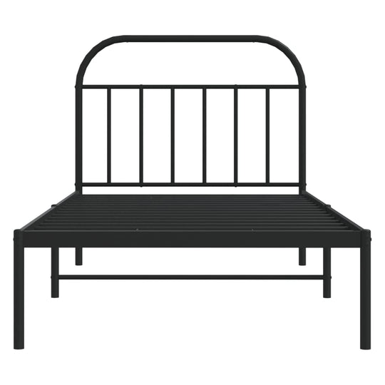 Metal Bed Frame without Mattress with Headboard Black 107x203 cm King Single