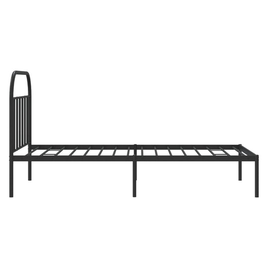 Metal Bed Frame without Mattress with Headboard Black 107x203 cm King Single