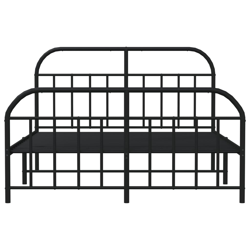 Metal Bed Frame without Mattress with Footboard Black 135x190 cm