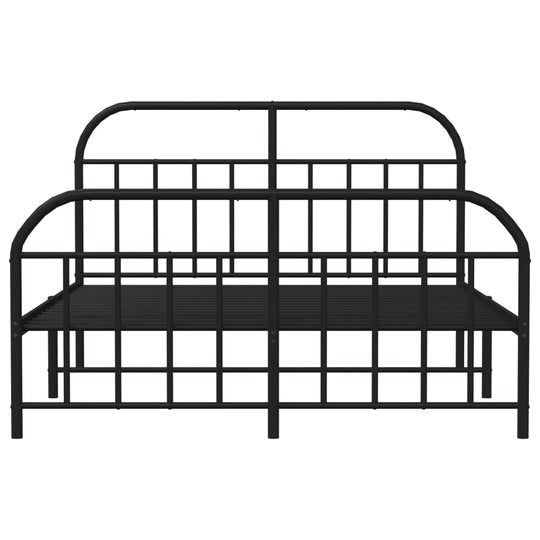 Metal Bed Frame without Mattress with Footboard Black 135x190 cm