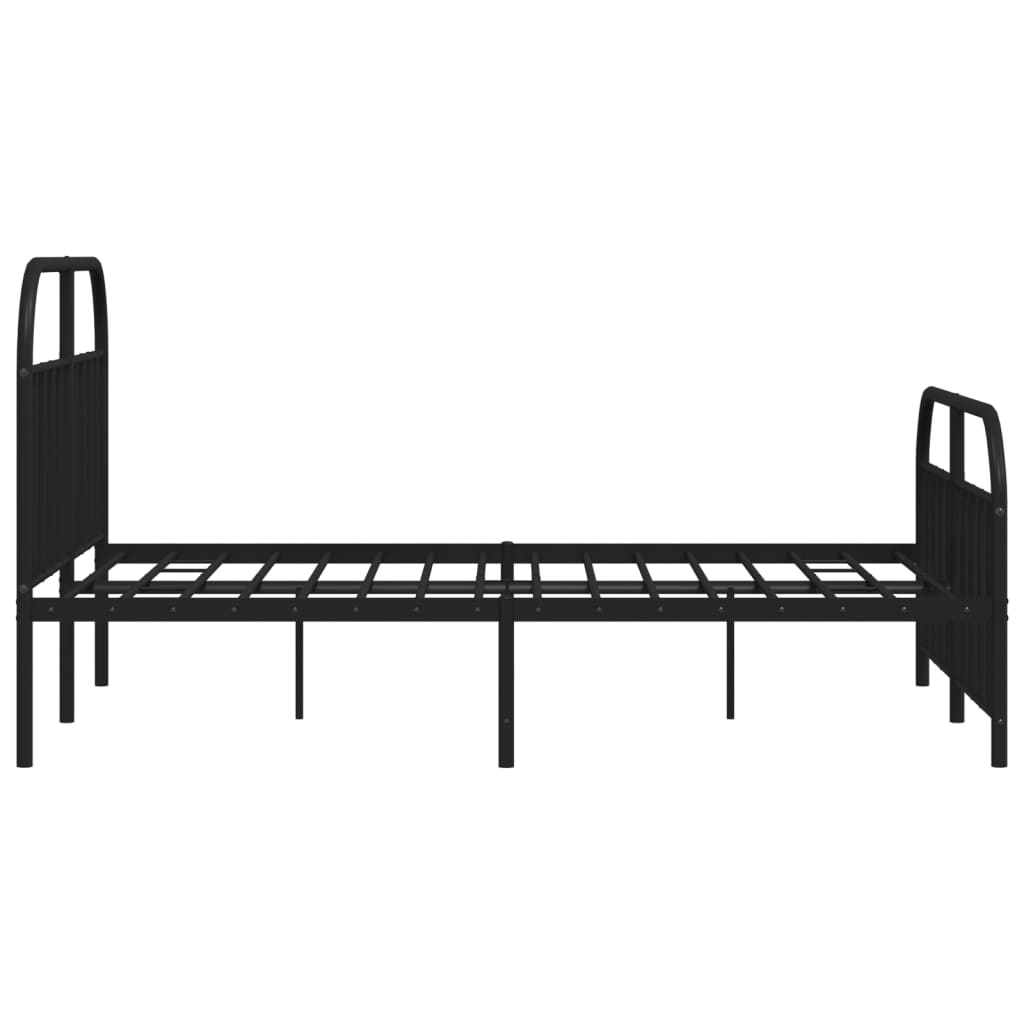 Metal Bed Frame without Mattress with Footboard Black 135x190 cm