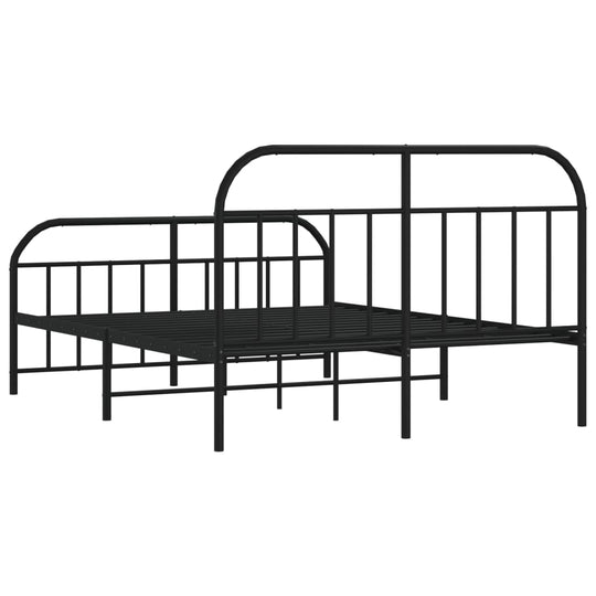 Metal Bed Frame without Mattress with Footboard Black 135x190 cm