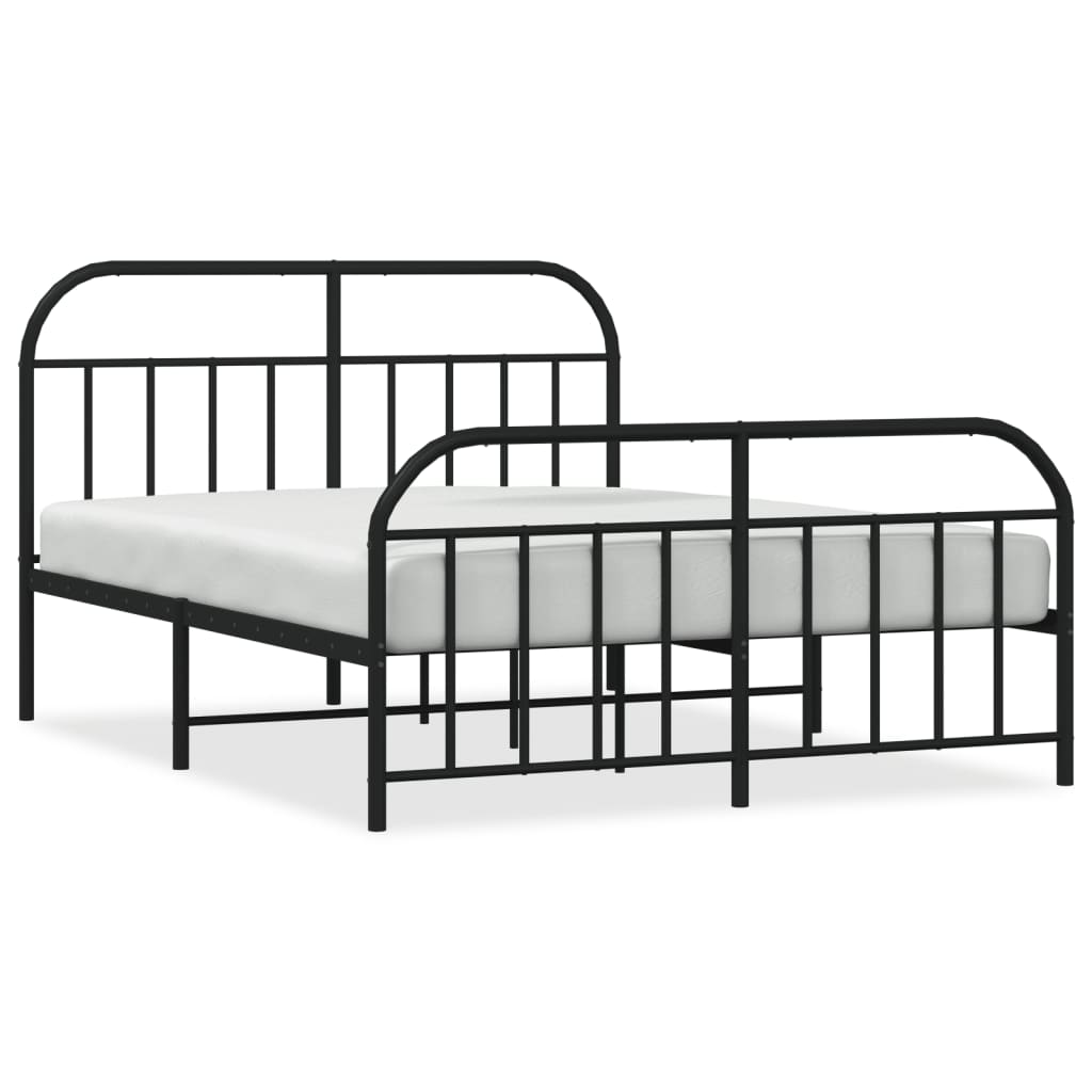 Metal Bed Frame without Mattress with Footboard Black 150x200 cm