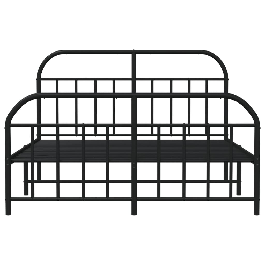 Metal Bed Frame without Mattress with Footboard Black 150x200 cm