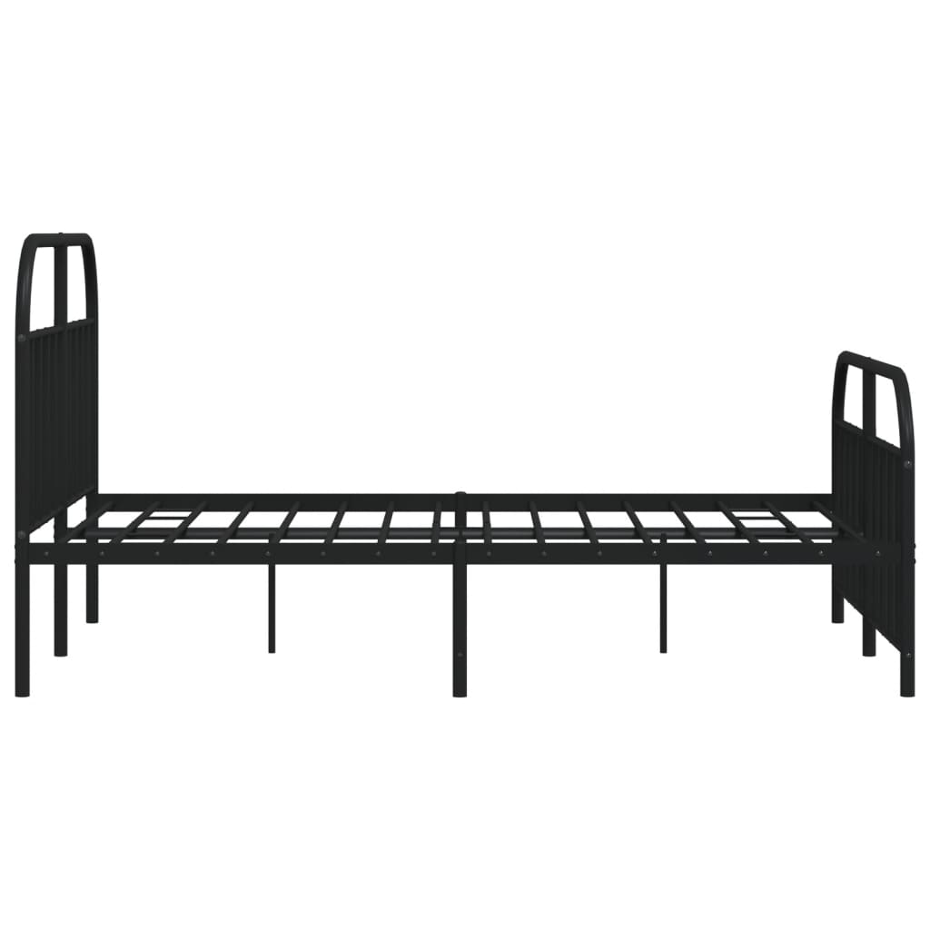 Metal Bed Frame without Mattress with Footboard Black 150x200 cm