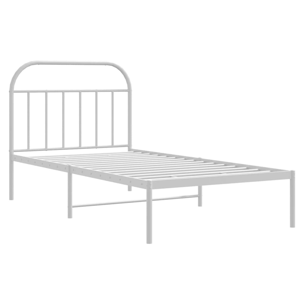 Metal Bed Frame without Mattress with Headboard White 107x203 cm King Single