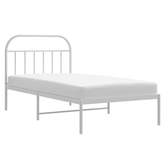 Metal Bed Frame without Mattress with Headboard White 107x203 cm King Single