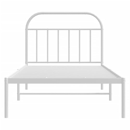 Metal Bed Frame without Mattress with Headboard White 107x203 cm King Single