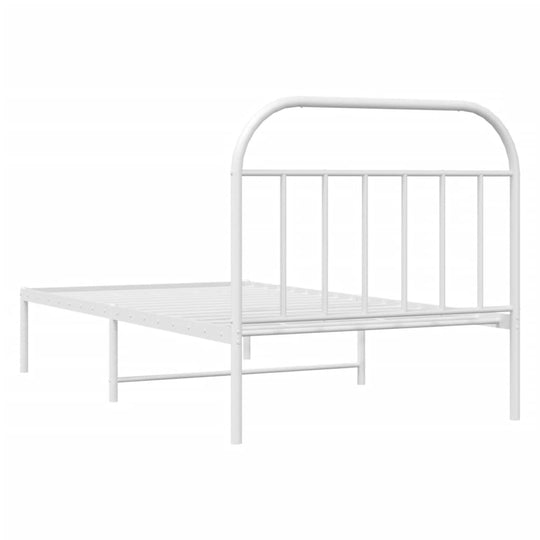 Metal Bed Frame without Mattress with Headboard White 107x203 cm King Single