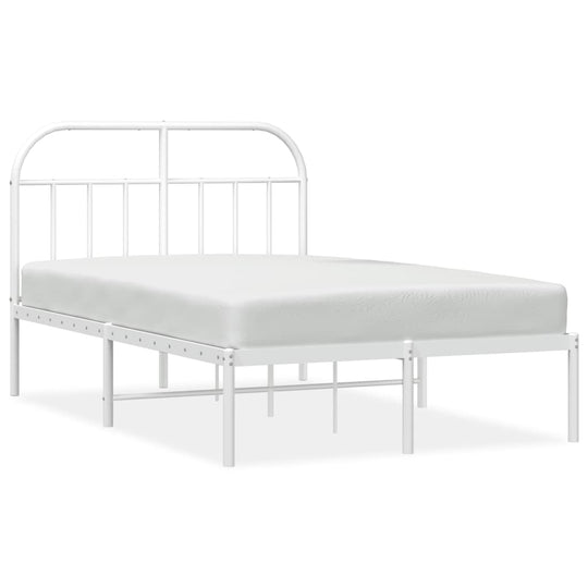 Metal Bed Frame without Mattress with Headboard White 135x190 cm