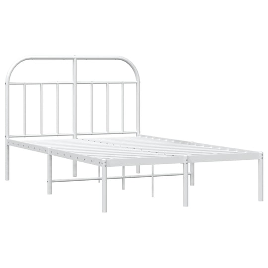 Metal Bed Frame without Mattress with Headboard White 135x190 cm