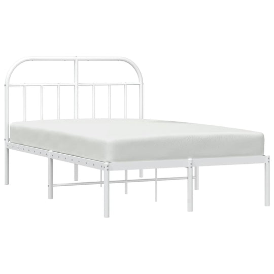 Metal Bed Frame without Mattress with Headboard White 135x190 cm