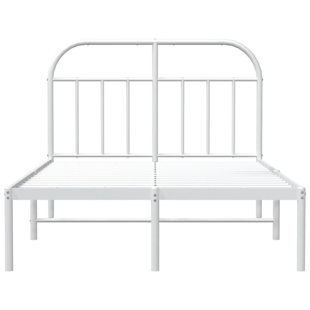 Metal Bed Frame without Mattress with Headboard White 135x190 cm