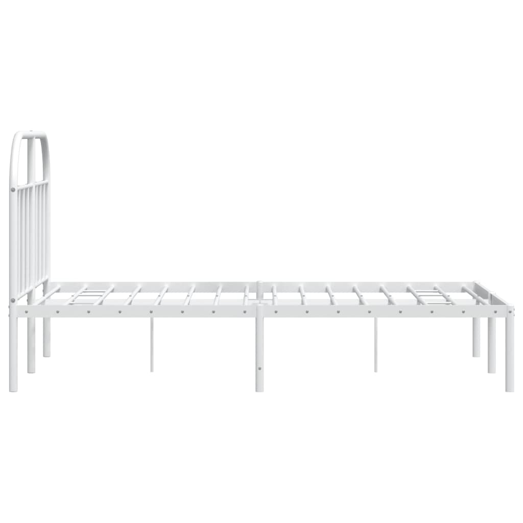 Metal Bed Frame without Mattress with Headboard White 135x190 cm