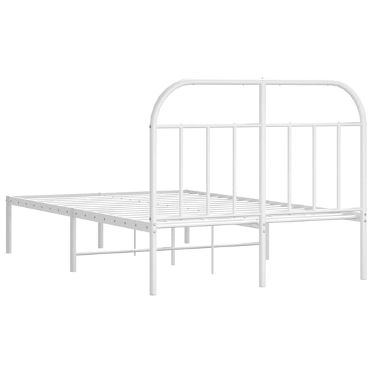 Metal Bed Frame without Mattress with Headboard White 135x190 cm