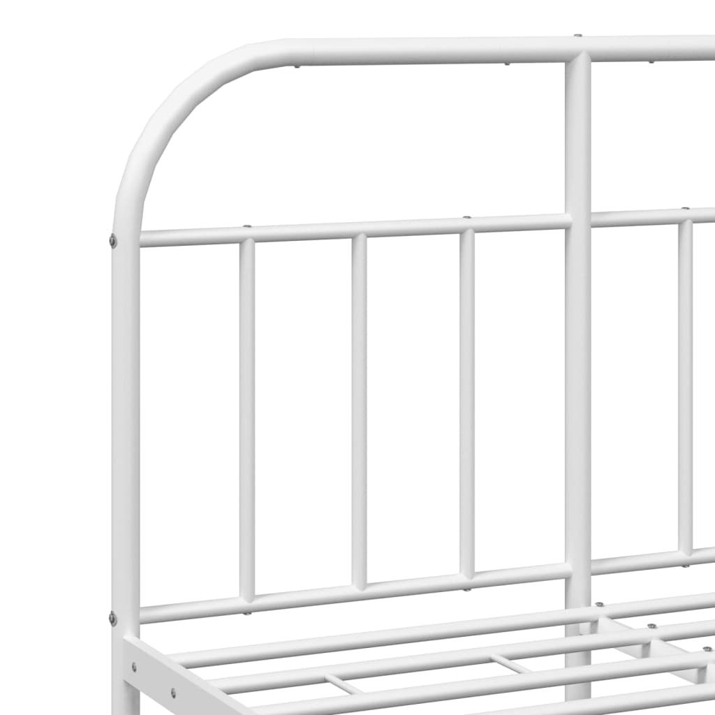 Metal Bed Frame without Mattress with Headboard White 135x190 cm