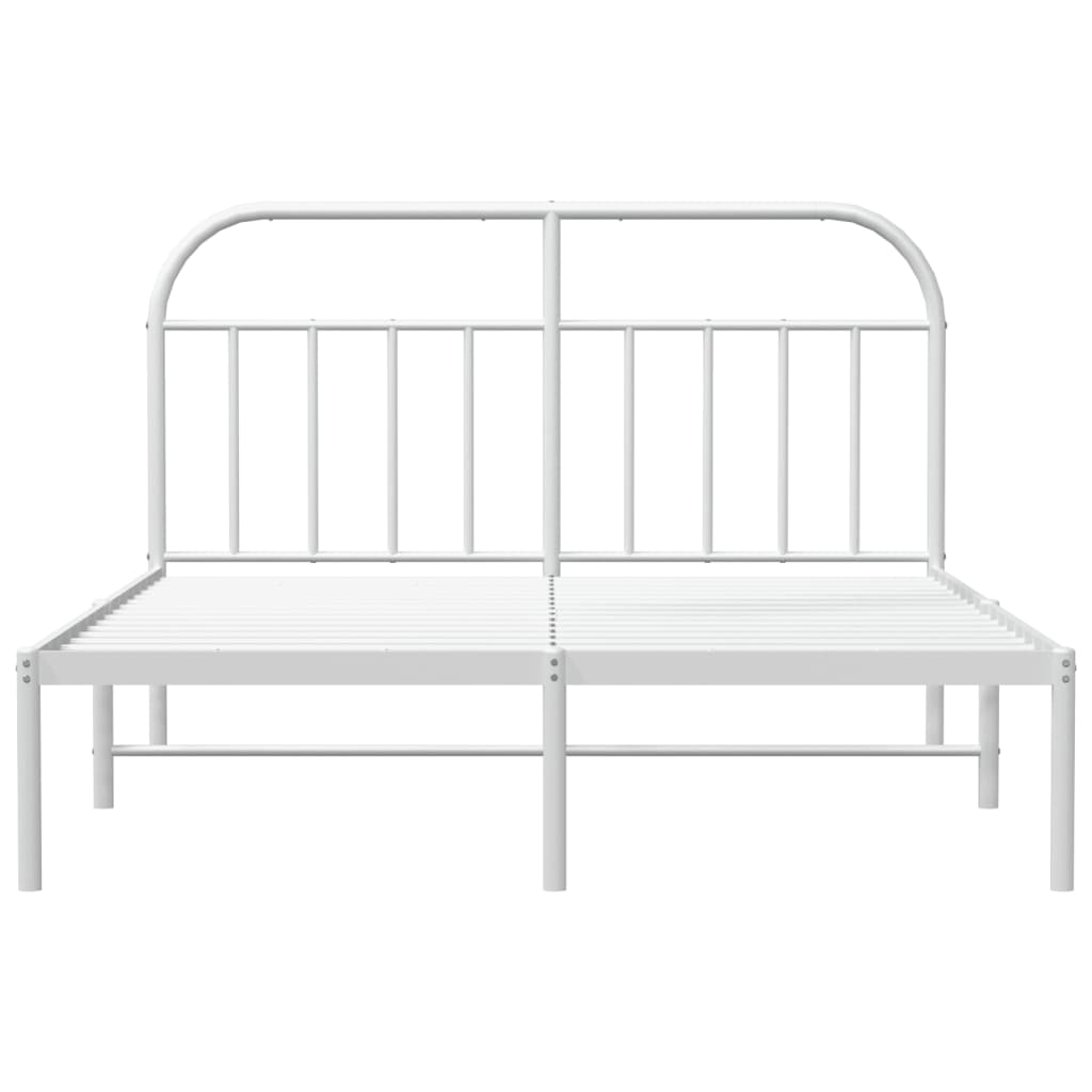 Metal Bed Frame without Mattress with Headboard White 183x203 cm King