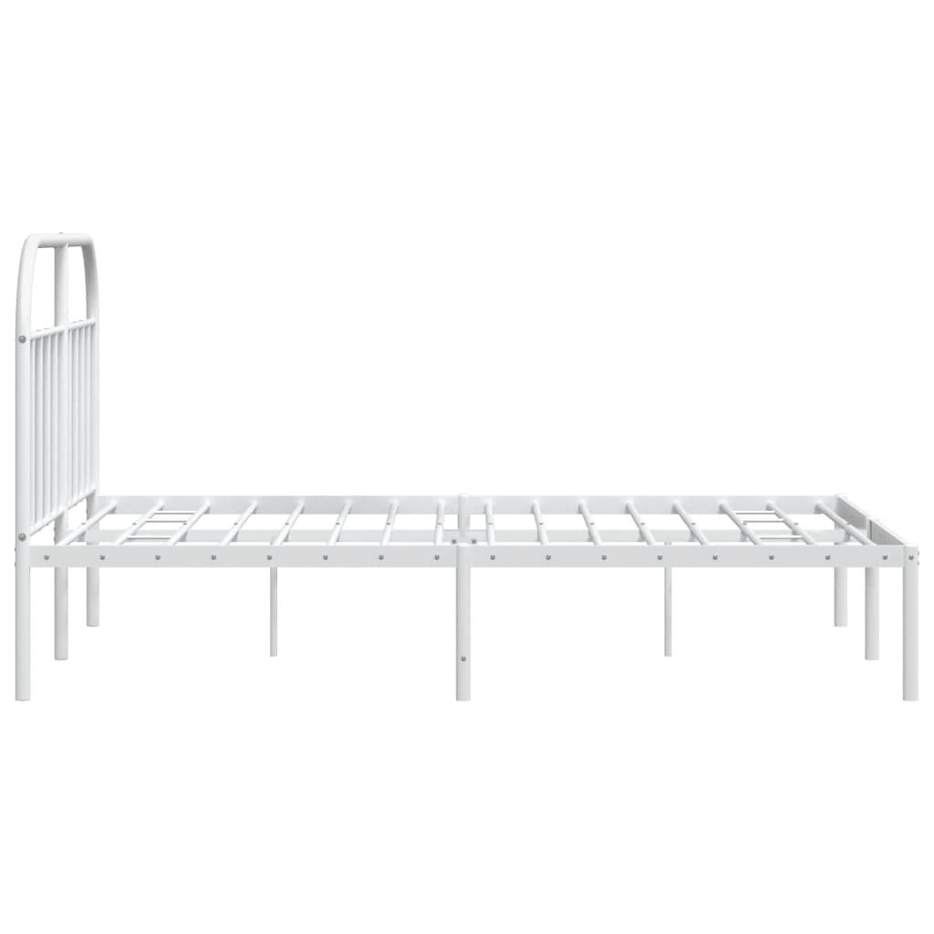 Metal Bed Frame without Mattress with Headboard White 183x203 cm King