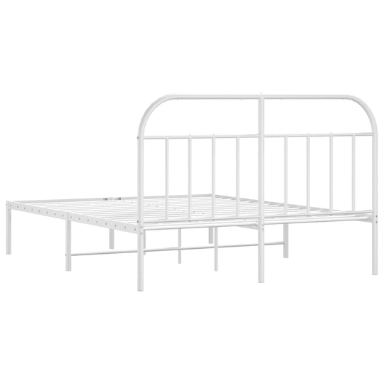 Metal Bed Frame without Mattress with Headboard White 183x203 cm King