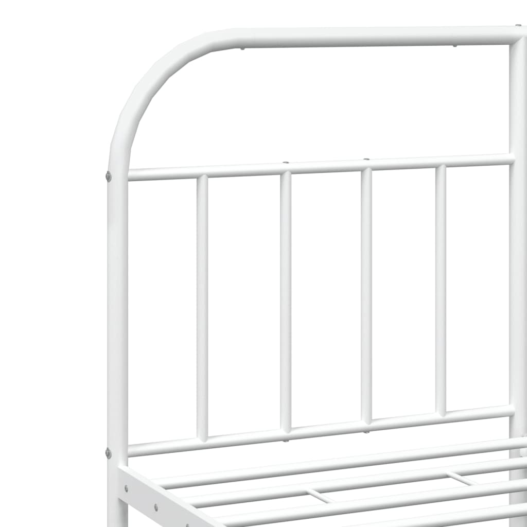 Metal Bed Frame without Mattress with Headboard White 183x203 cm King