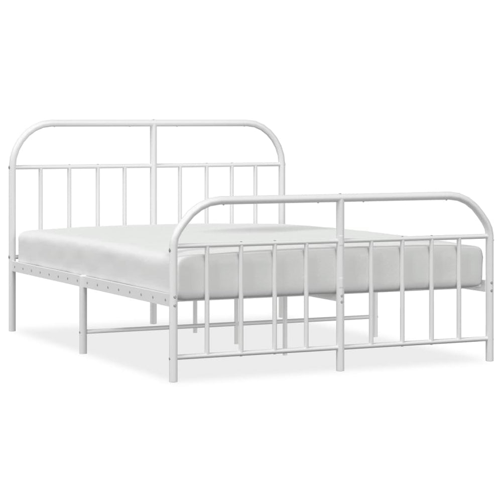 Metal Bed Frame without Mattress with Footboard White 150x200 cm