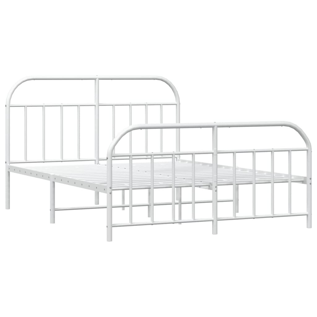 Metal Bed Frame without Mattress with Footboard White 150x200 cm