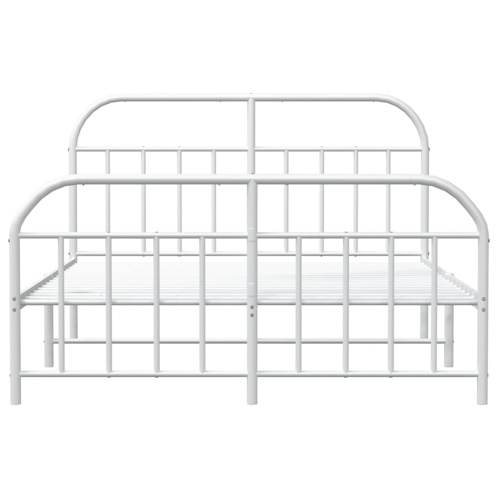 Metal Bed Frame without Mattress with Footboard White 150x200 cm