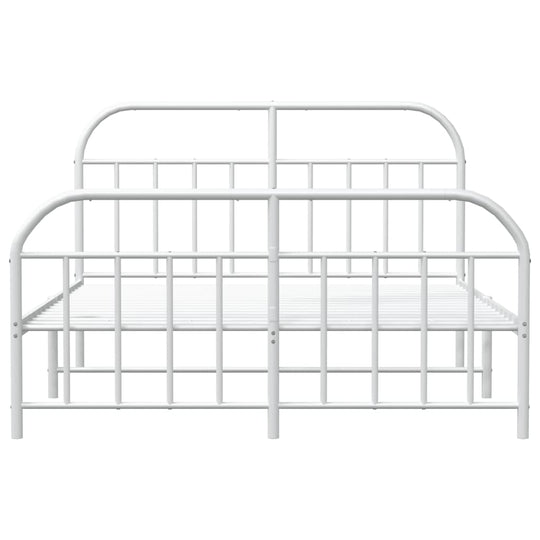 Metal Bed Frame without Mattress with Footboard White 150x200 cm