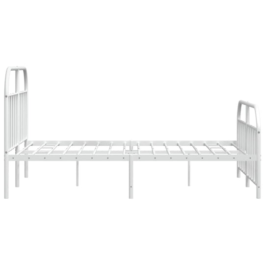 Metal Bed Frame without Mattress with Footboard White 150x200 cm