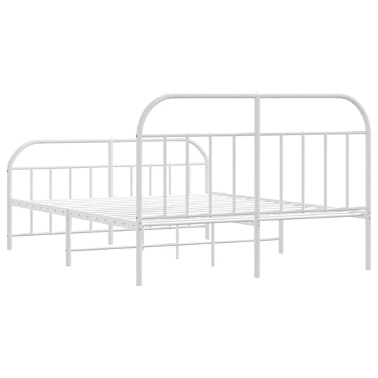 Metal Bed Frame without Mattress with Footboard White 150x200 cm