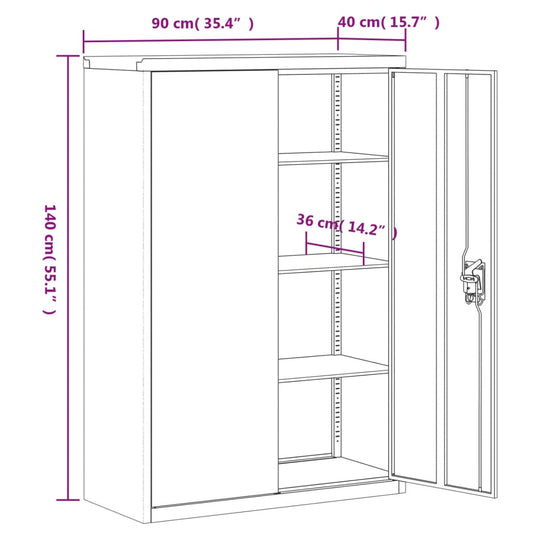 File Cabinet Anthracite 90x40x140 cm Steel